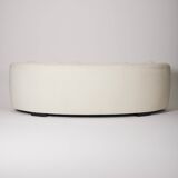 WHITE MOHAIR HALF MOON SOFA