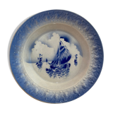 LARGE HOLLOW DISH MOULINS DES LOUPS AND HAMAGE MARINE PATTERN IN CERAMIC-RETRO-KITCHEN-VINTAGE