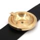 Golden metal armrest ashtray with faux leather and stirrups, 1950s.