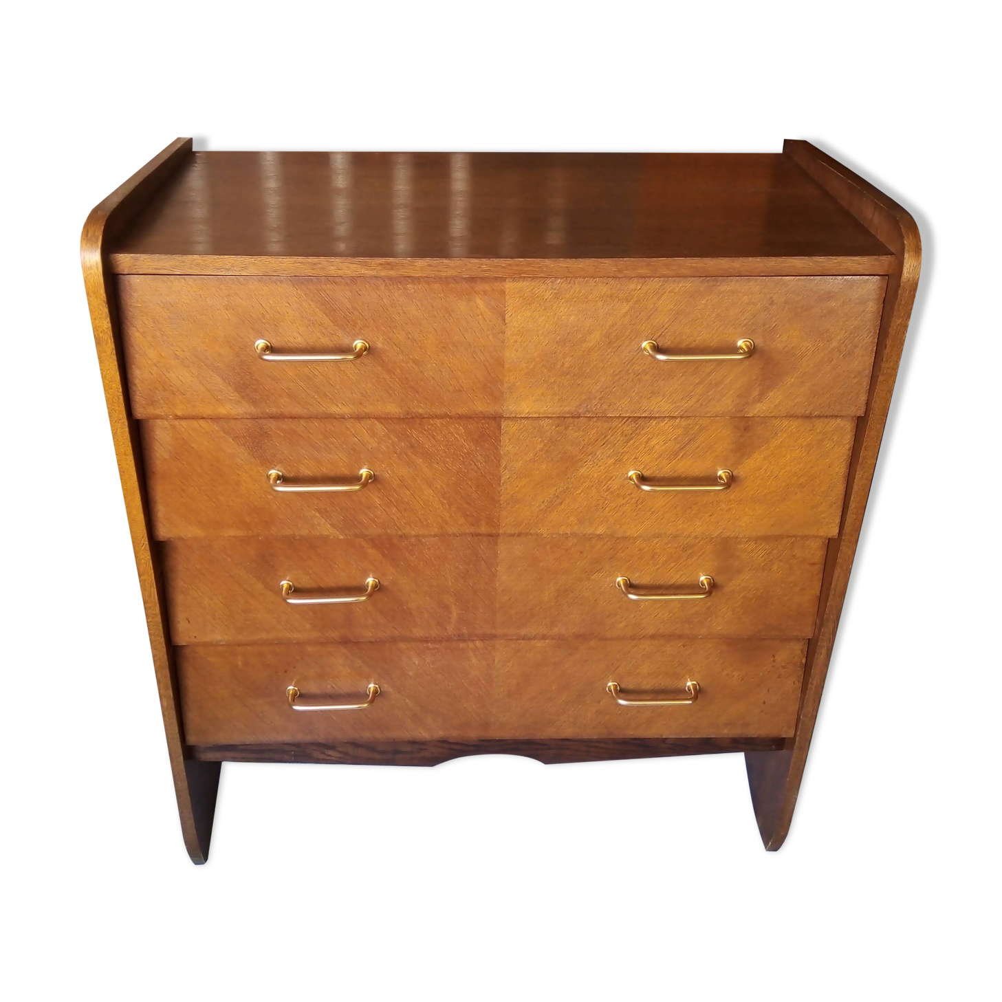 Vintage oak inclined front chest of drawers