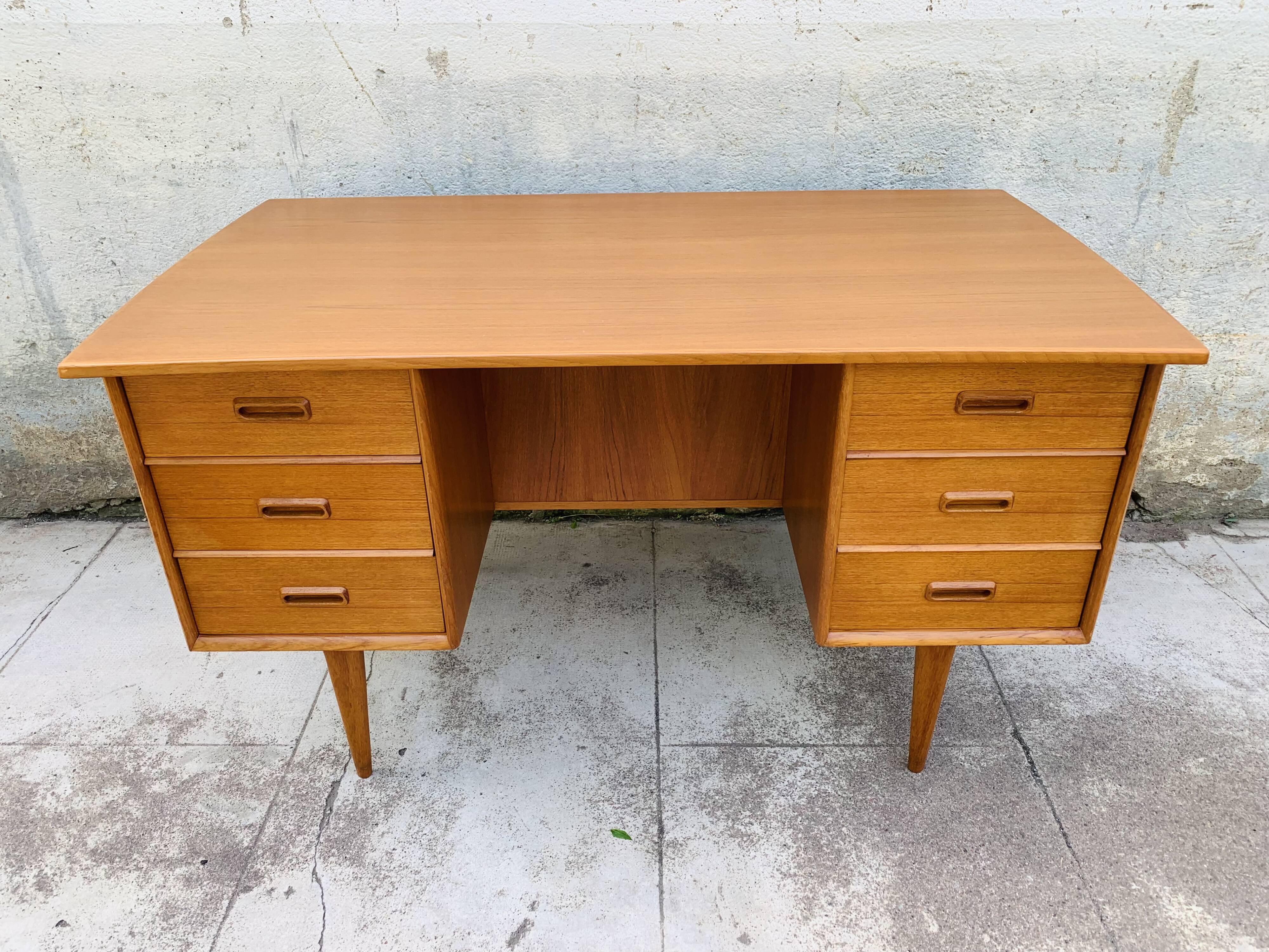 Scandinavian double-sided teak office 60s
