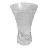 Vase Cristal d'Arques avec papillon relief en verre dépoli  Hauteur 20 cm