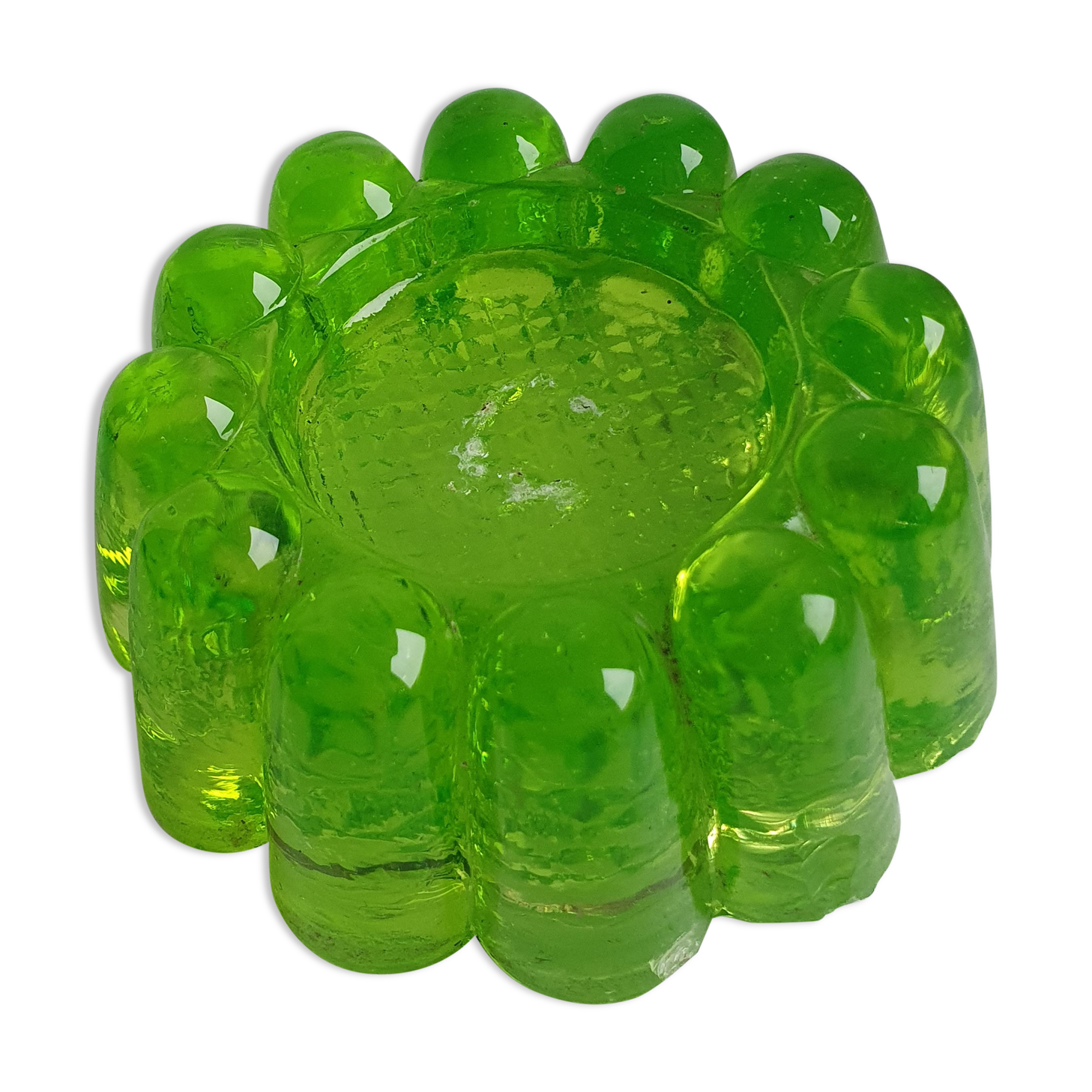 Lime tinted glass candle holder