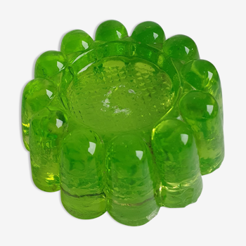 Lime tinted glass candle holder