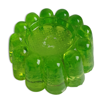 Lime tinted glass candle holder