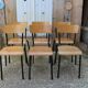 6 chaises d'école en métal noir et bois