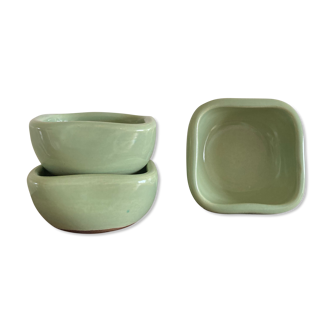 3 bowls 50s celadon Keramos