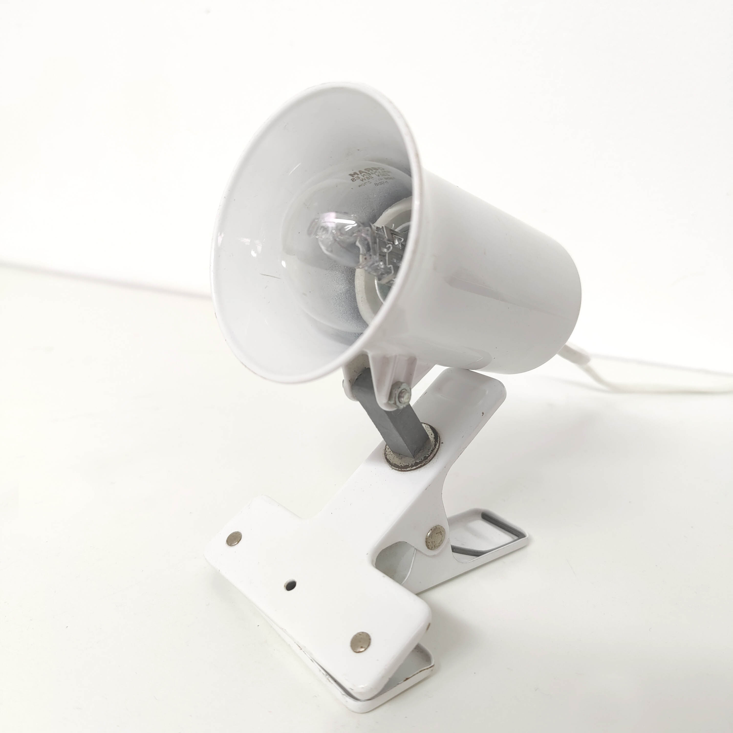 Spot lamp with clip Lita metal white 70s