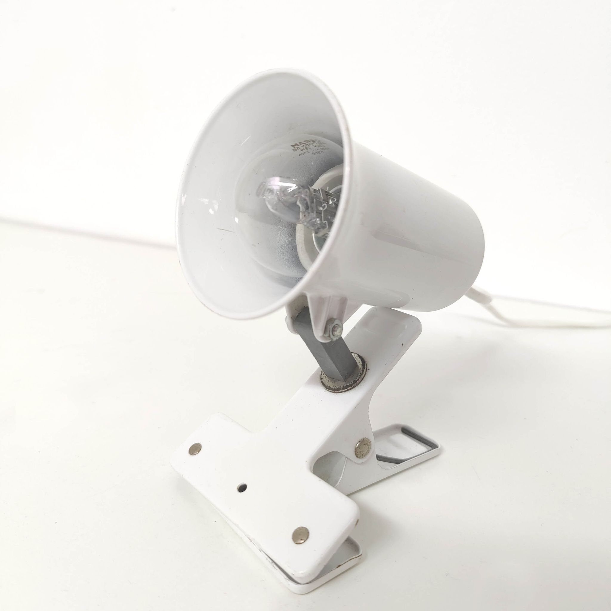 Spot lamp with clip Lita metal white 70s