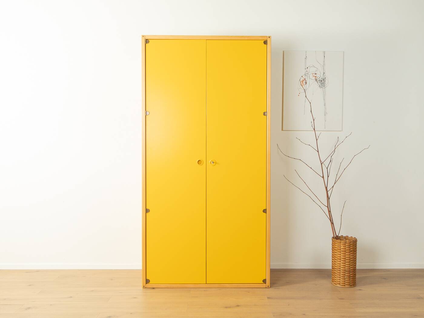 Wardrobe from the Profilsystem collection by Flötotto, 1970s, yellow HPL, beech frame