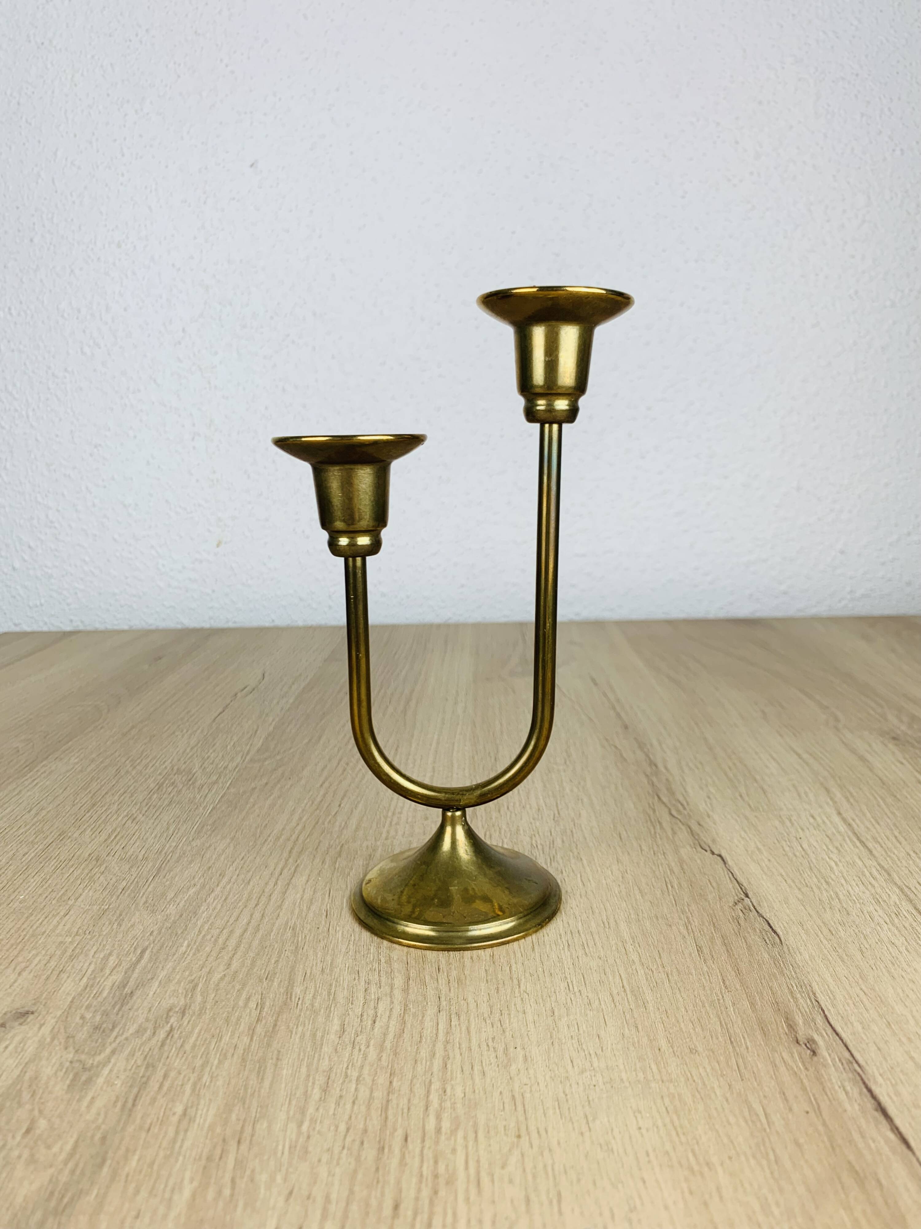 Bougeoir laiton double, vintage