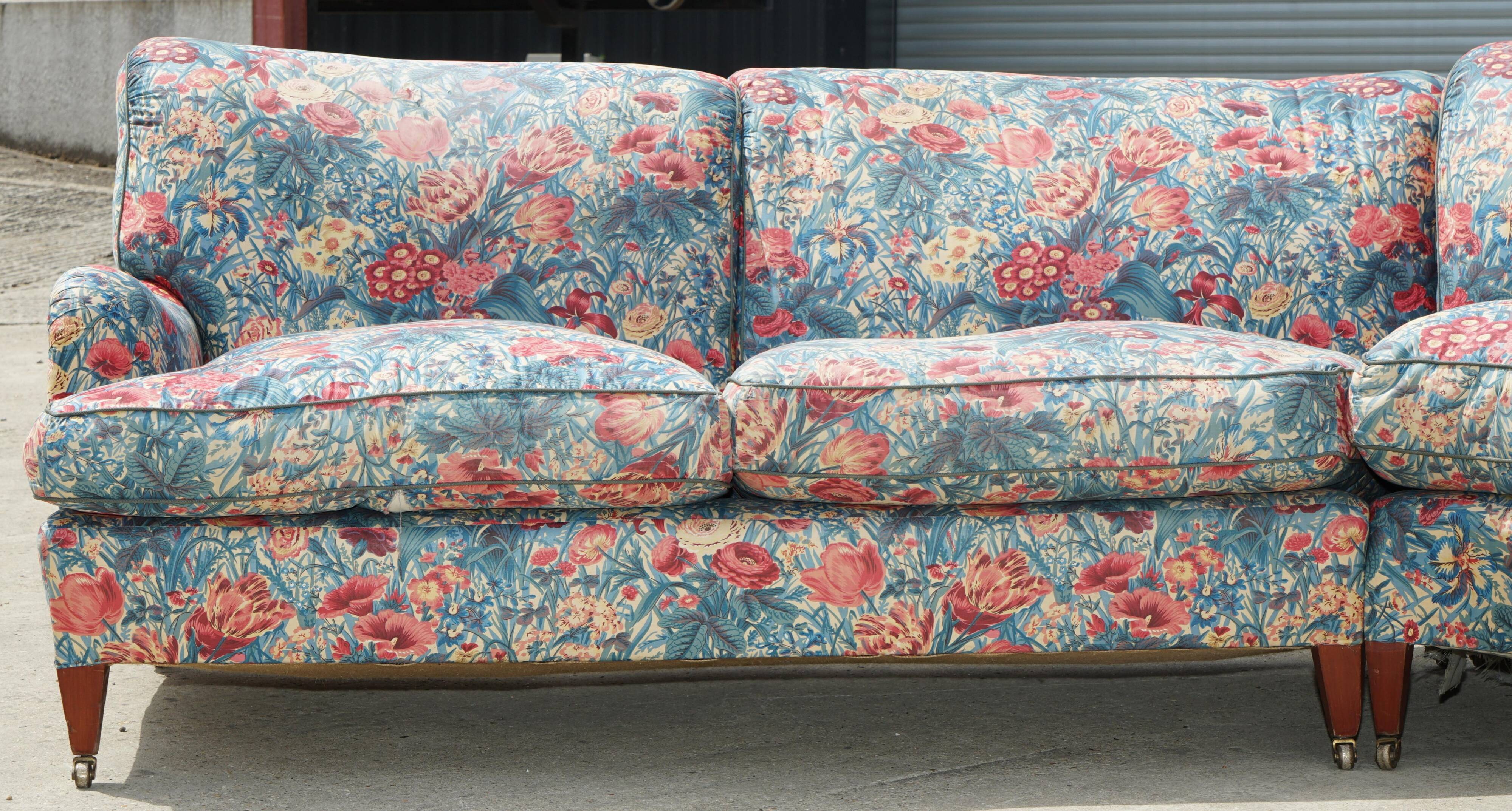 Vintage Howard & Son's London Bridgewater 5-seater fabric corner sofa.