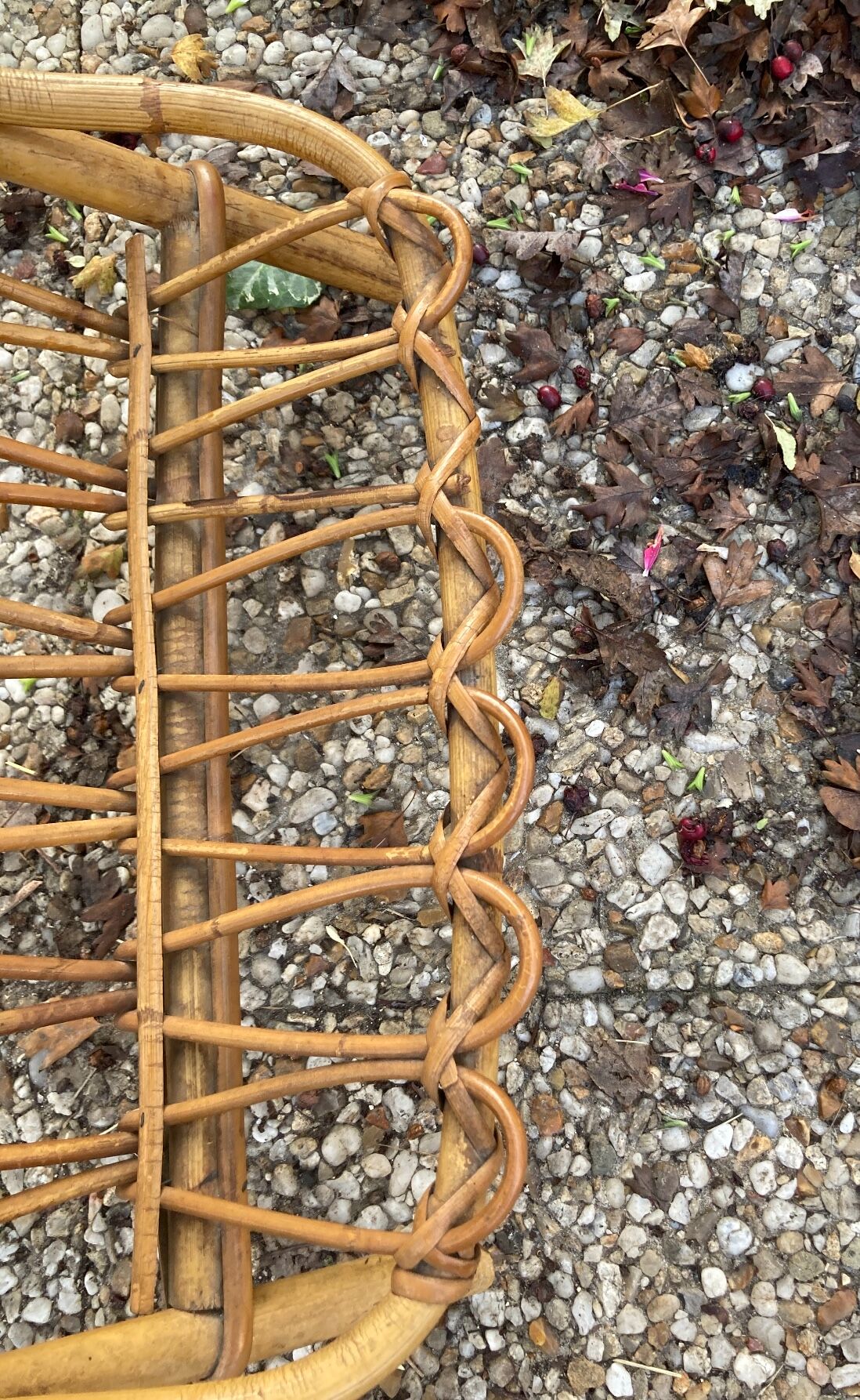Vintage rattan magazine rack table