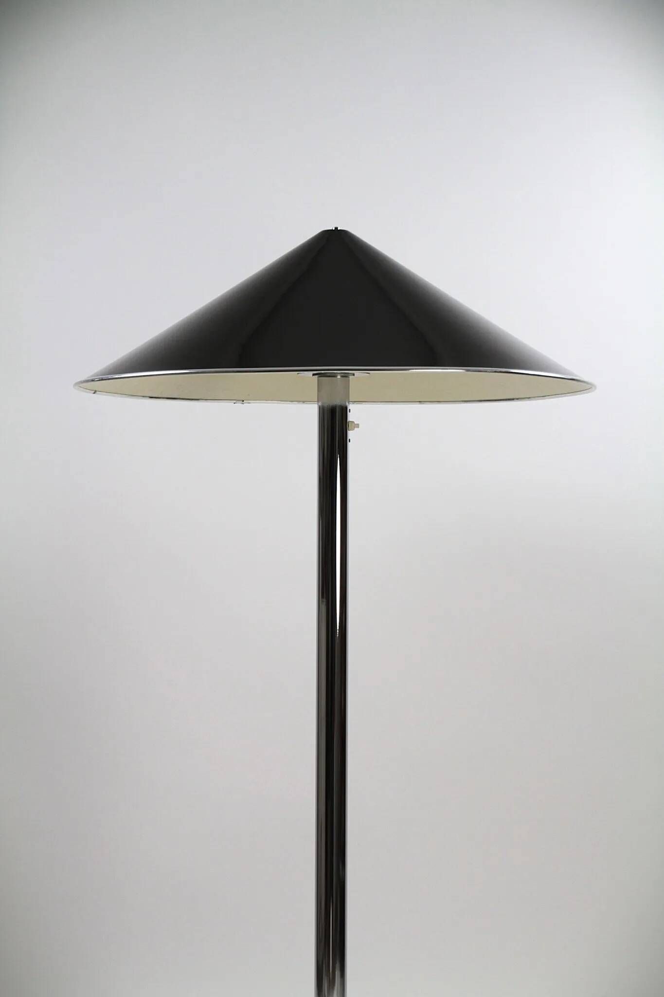 Ateljé Lyktan floor lamp with rare oversized custom shade – Sweden, 1970s