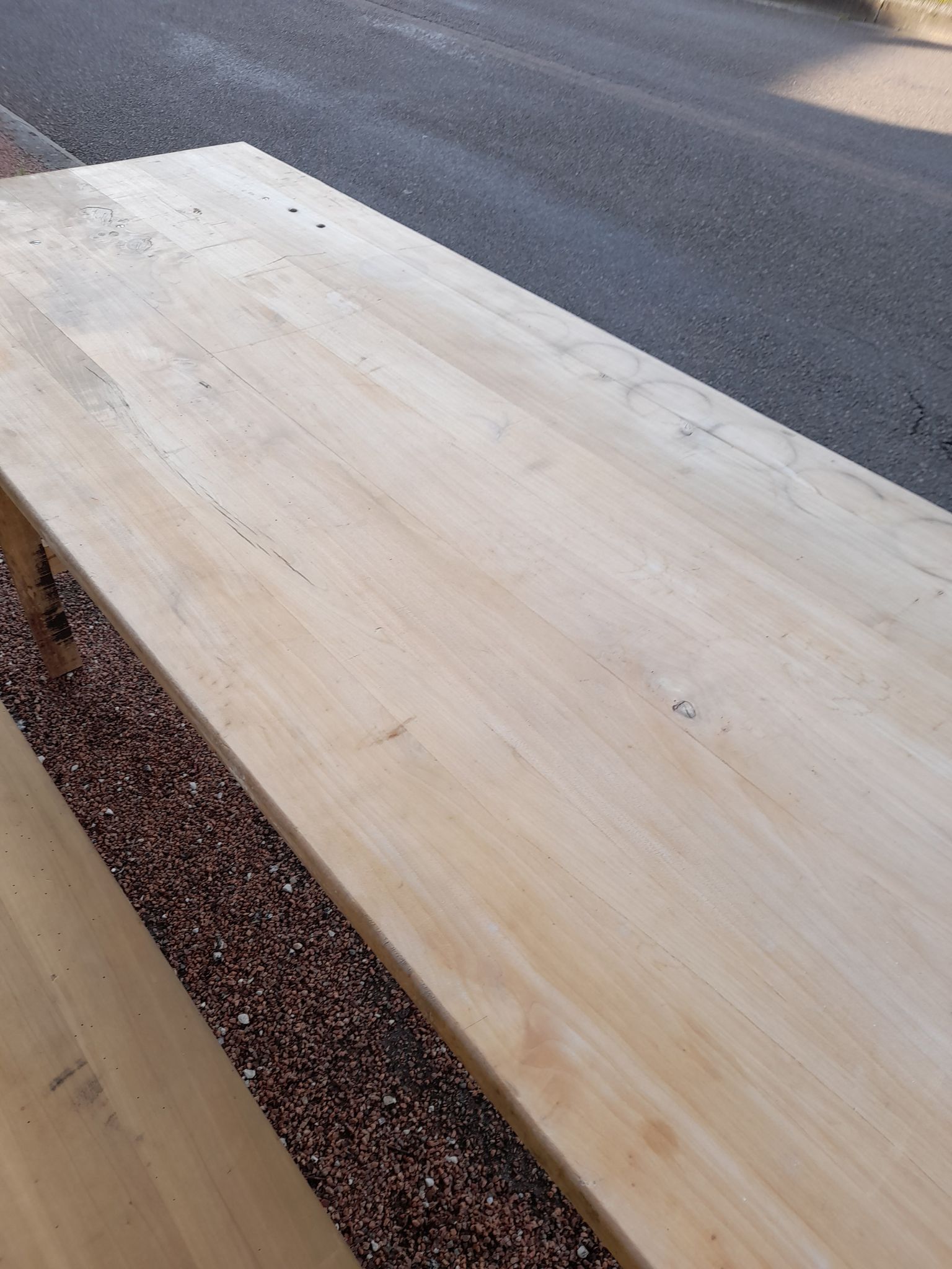 Table and folding benches of bistro guinguette -2m20