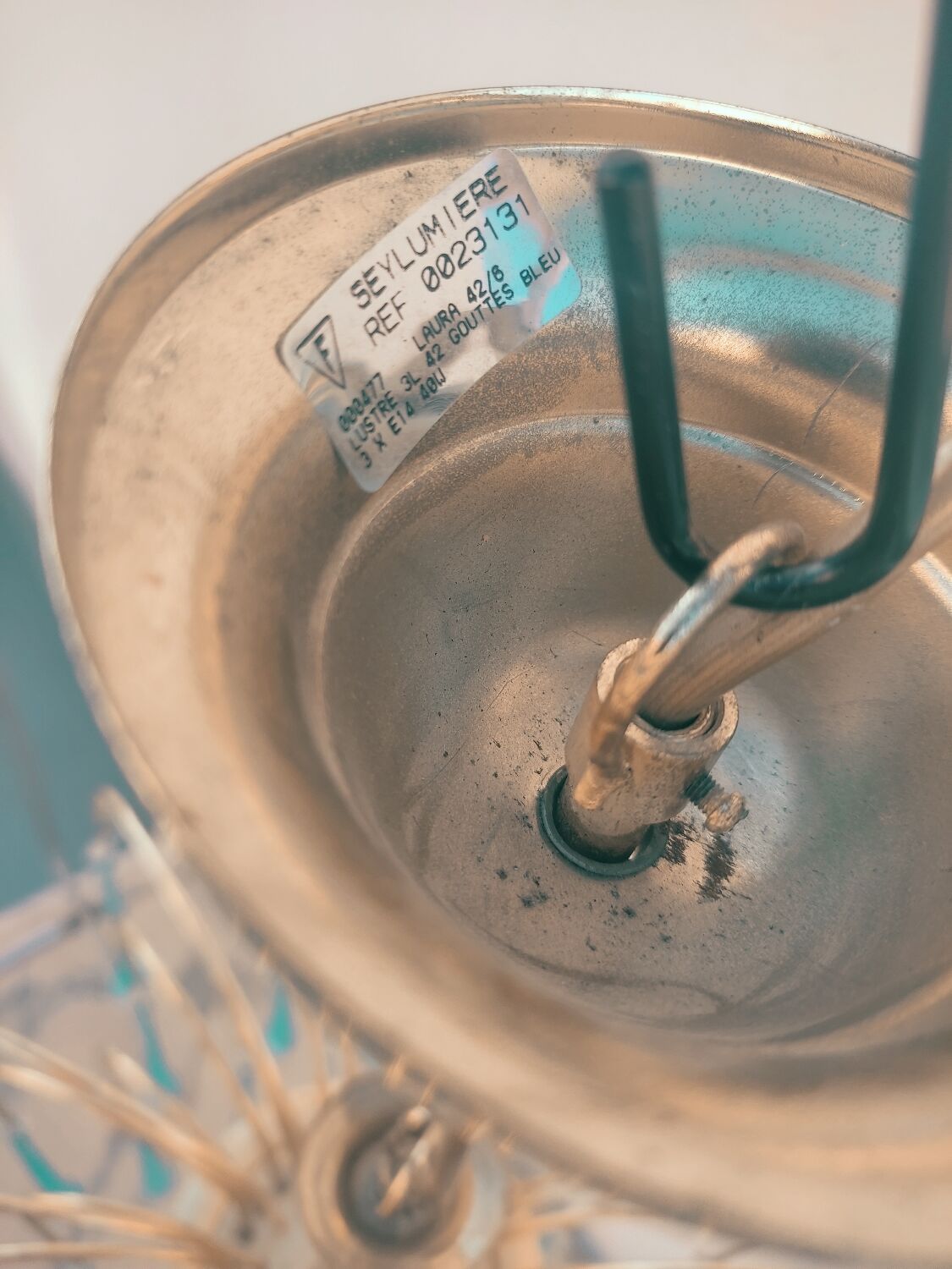 Blue drop tassel chandelier