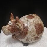 Vache en grès craquelé