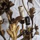 Rare suspension / antique chandelier with 5 lights - Flowers & Foliage in gilded metal
