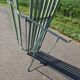 Ancien banc de jardin pliant en fer forgé vert