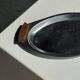 Small oval tray in modernist metal and wood