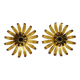 Pair of palm tree wall lights in gold metal. 70s