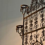 Spanish Wrought Iron Fireplace Screen Candelabra, Arts and Crafts, 1880s