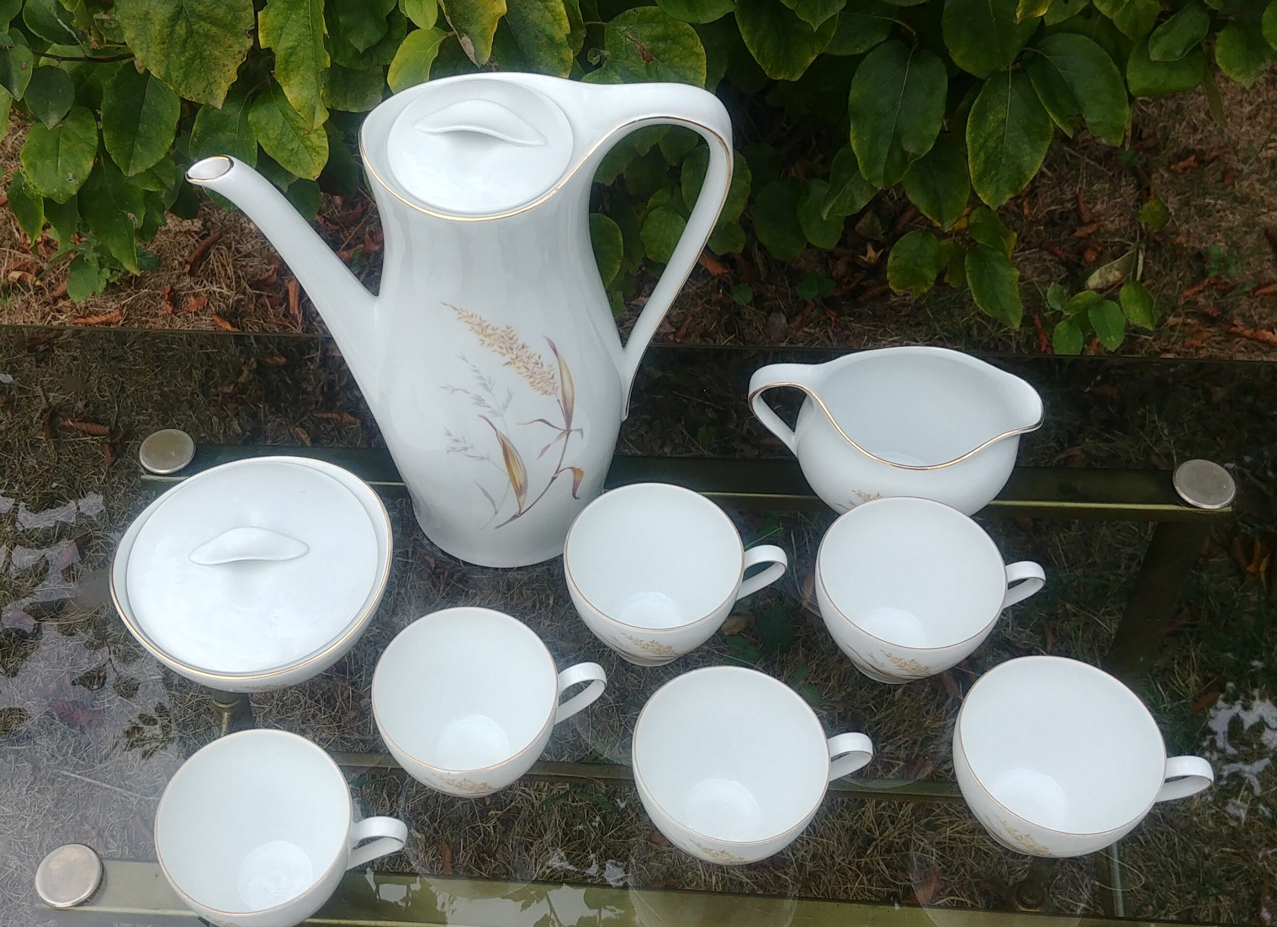 Coffee service Eschenbach Bavaria-Germany in fine porcelain decoration wheat Vintage years 70/80s