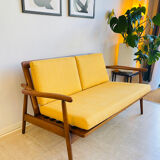 Scandinavian teak banquette for two, circa 1960.