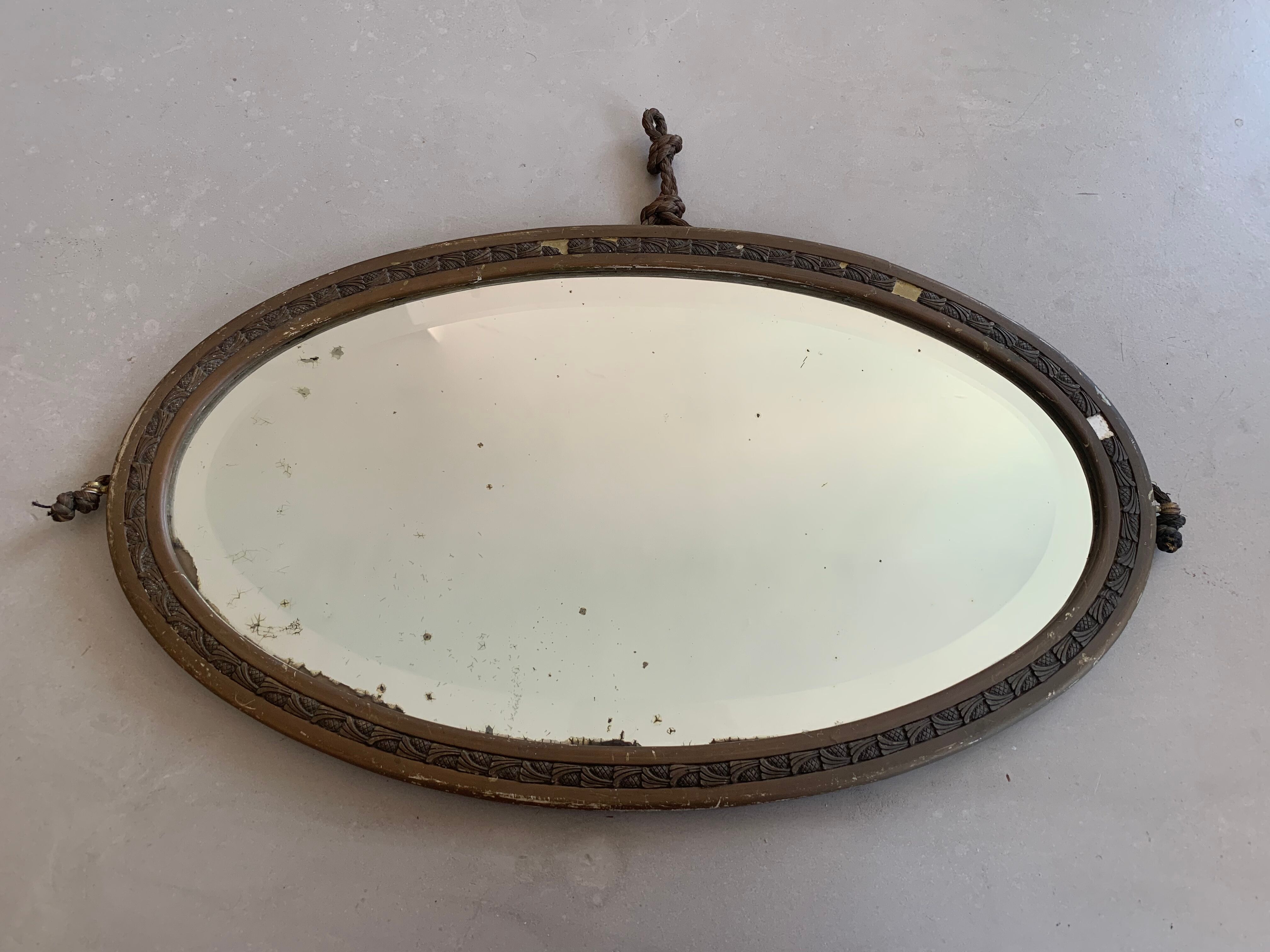 Antique beveled oval mirror 65cm