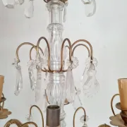 Antique Glass & Gilded Metal Chandelier 1900