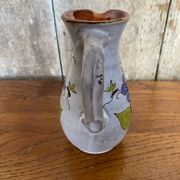 Antique grey enameled terracotta pitcher flower decor vintage kitchen