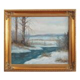 Painting „The Winter Brook”, Scandinavian design, 1970s