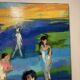 Oil Painting Canvas Deloison Abstract Modern Woman Perfume Beach