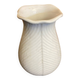 Vase Ancien Céramique Blanche Forme Fleur France Vintage
