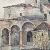 Watercolor paper church of st just de valcabrere haute garonne 31, r. chausson
