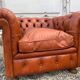 Salon canape and 2 chesterfield armchairs in vintage cognac leather from the 1970s