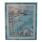 Oil on wooden panel representing the port of Marseille