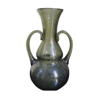 Vintage Frosted Murano Glass Amphora Vase