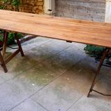 Guinguette table on natural wood trestles