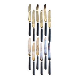 12 couteaux en bois noirci