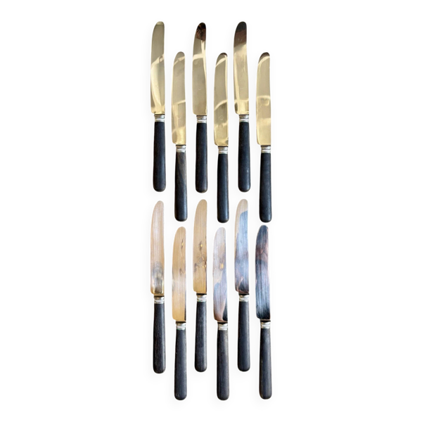 12 couteaux en bois noirci