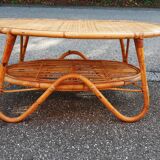 Rattan and wicker coffee table Italy 1960