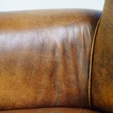 Vintage sheep leather 2 seater sofa with patina