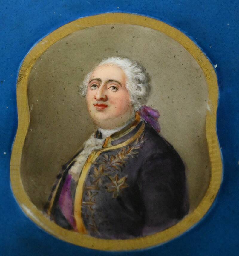 Blackened wooden stool, "Portrait of Louis XVI", Napoleon III - 19th century