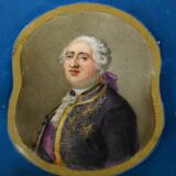 Blackened wooden stool, "Portrait of Louis XVI", Napoleon III - 19th century