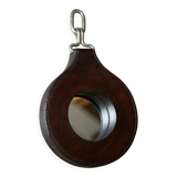 Lancel mirror, leather and wood, France 1960s