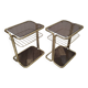 Pair of vintage smoked glass and brass bedside tables