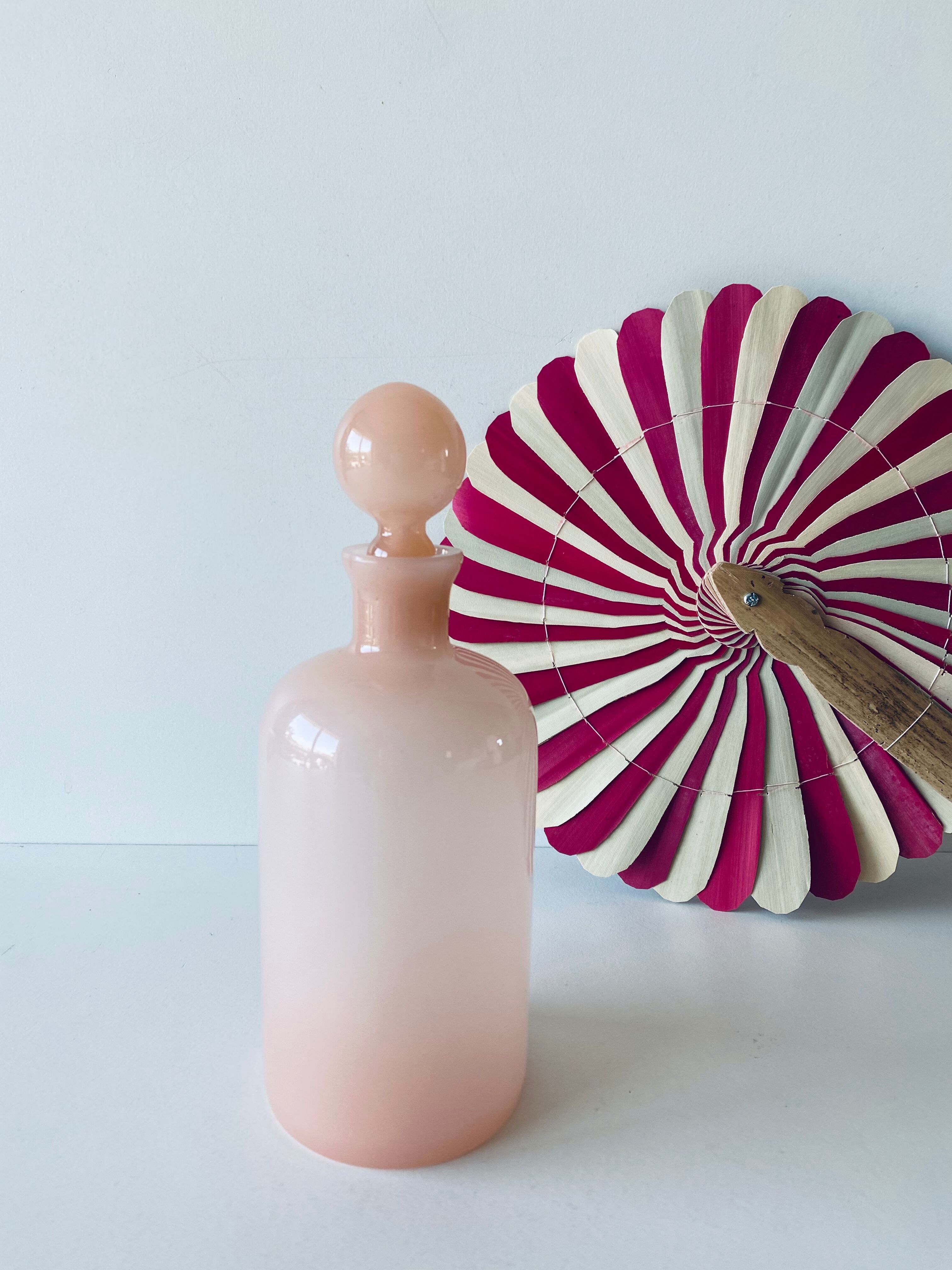 Powder pink opaline flask