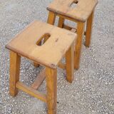 Pair of wooden stools from Gare 1950s