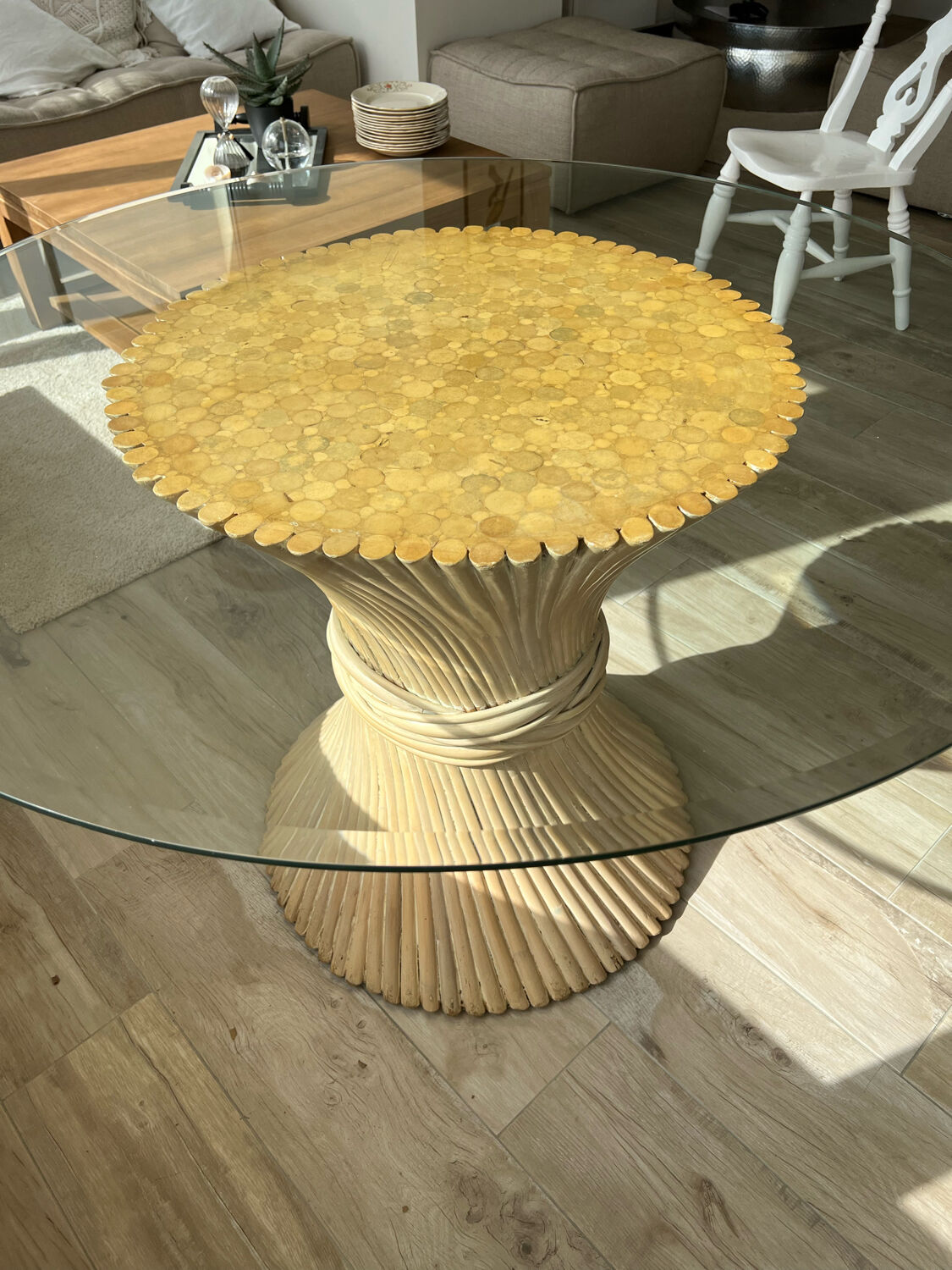 Bamboo and glass table